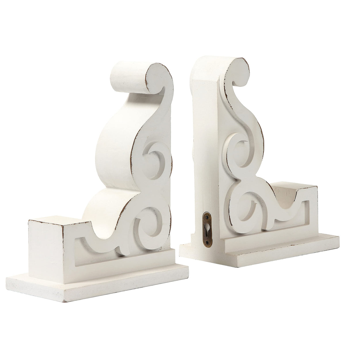 Rustic Wooden Corbels Set of 2, Handmade Distressed White