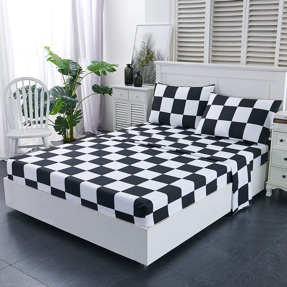 Sheet Set 4 Piece -Microfiber Soft Durable Bedding Sheet Set, Deep Pocket, Stain, Fade & Wrinkle Resistant