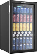Beverage Refrigerator Cooler, 125 Can Mini Fridge with Glass Door for Soda Beer or Wine, Beverage Cooler for Home