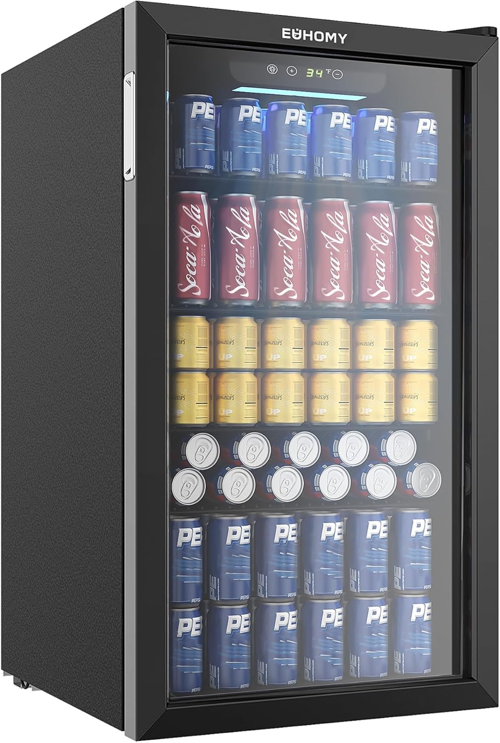 Beverage Refrigerator Cooler, 125 Can Mini Fridge with Glass Door for Soda Beer or Wine, Beverage Cooler for Home