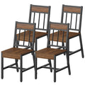 Dining Chairs Set of 4, Kitchen Chairs with Metal Frame, Slanted Back, Industrial Dining Chair Set, Dark Walnut and