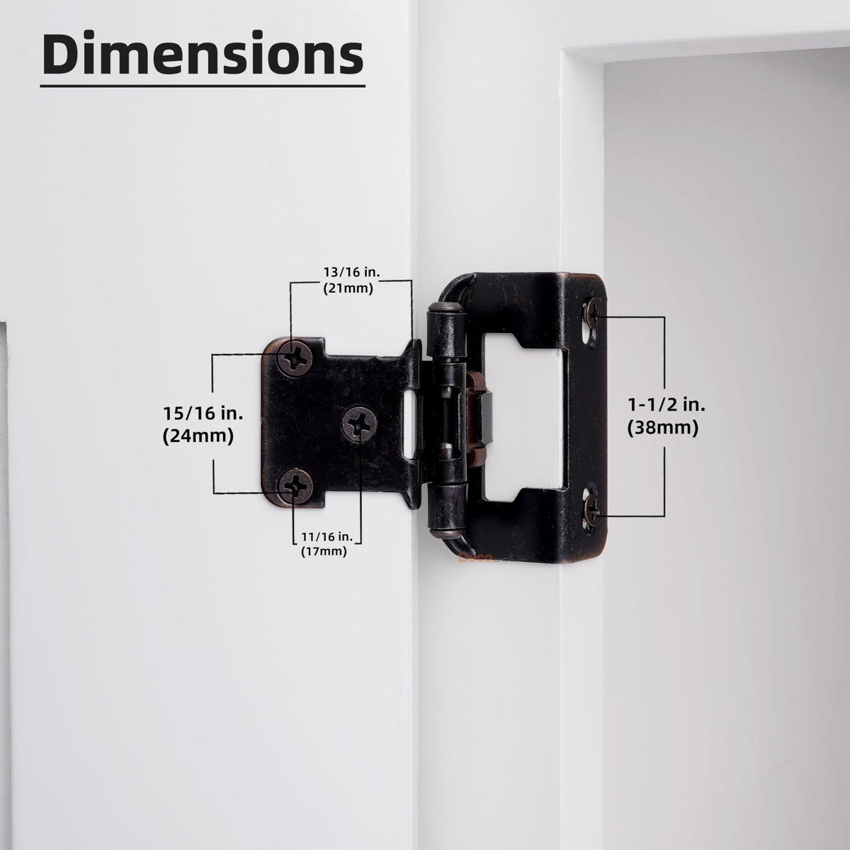 50 Pack Oil Rubbed Bronze Cabinet Hinges for Cabinet Doors (25 Pairs) - 1/2" Overlay Semi-Wrap Self-Closing Face