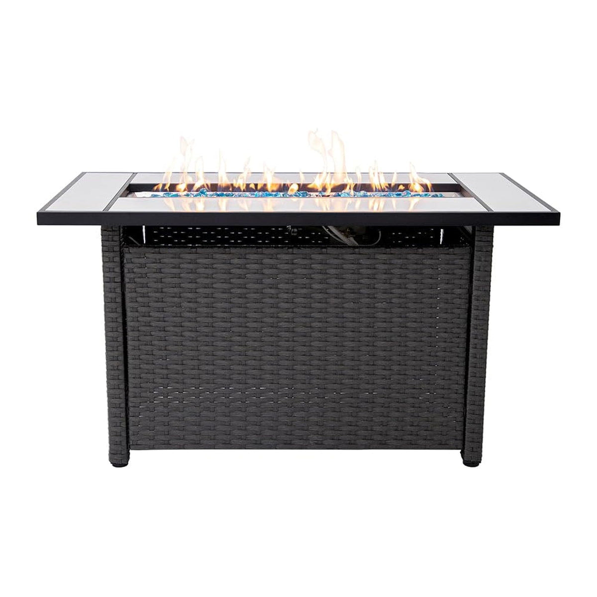 Tirana Propane Fire Pit Table 45" Outdoor Firepit 50, 000 BTU Firepits for Outside with Lava Rocks and Removable Lid