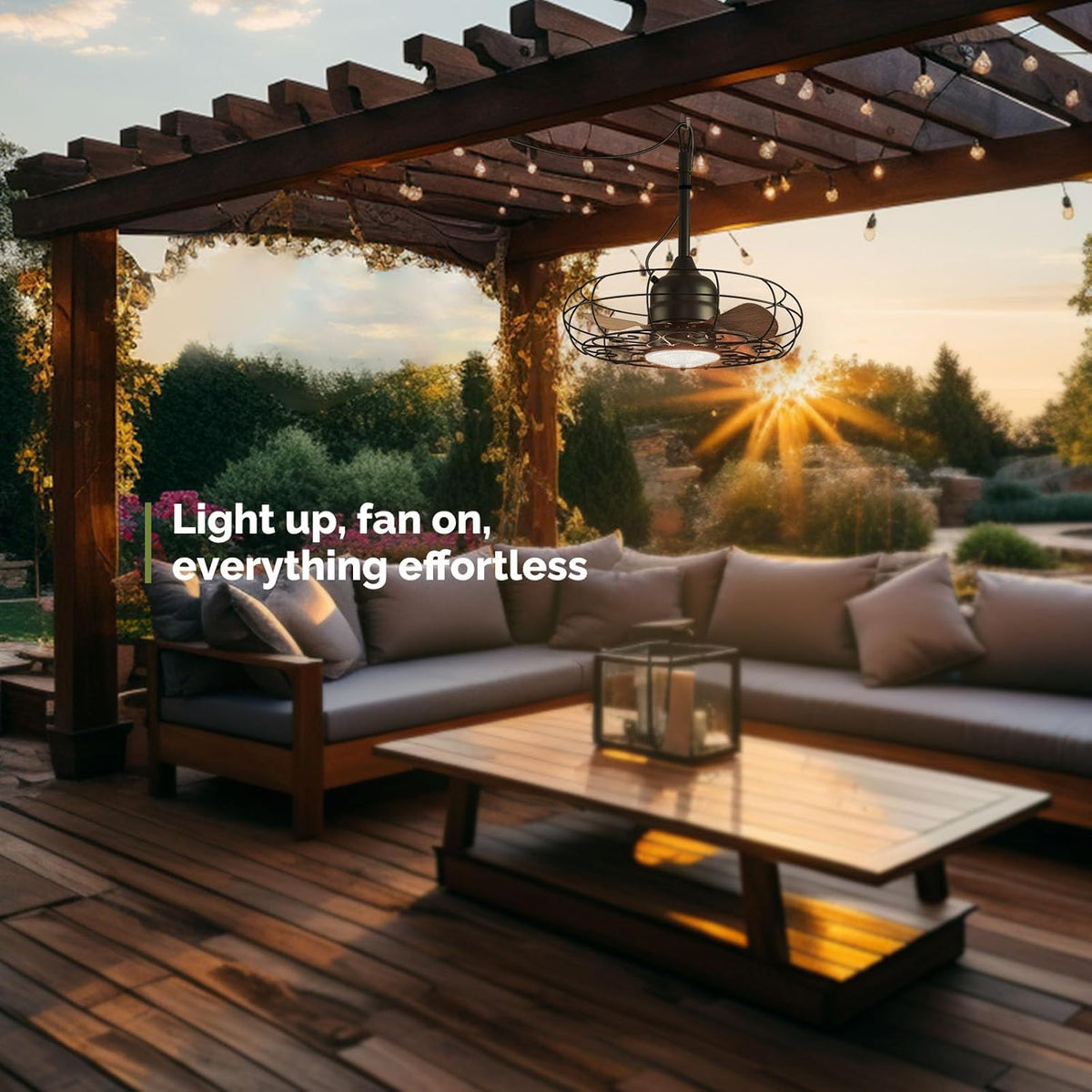Outdoor Ceiling Fans with Light, 21'' Wet Rated Outdoor Hanging Fan for Gazebo