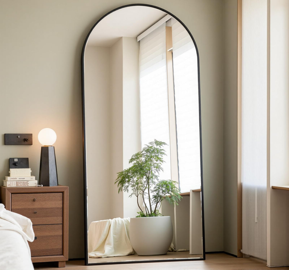 Arched Full Length Mirror, 70"x26" Free Standing Floor Mirror, Black
