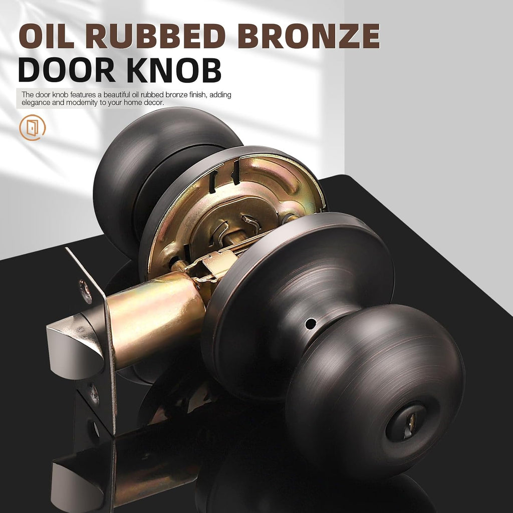 5 Pack Oil Rubbed Bronze Door Knobs Privacy Interior Door Knob with Lock Bedroom Bathroom Door Knobs Interior Door