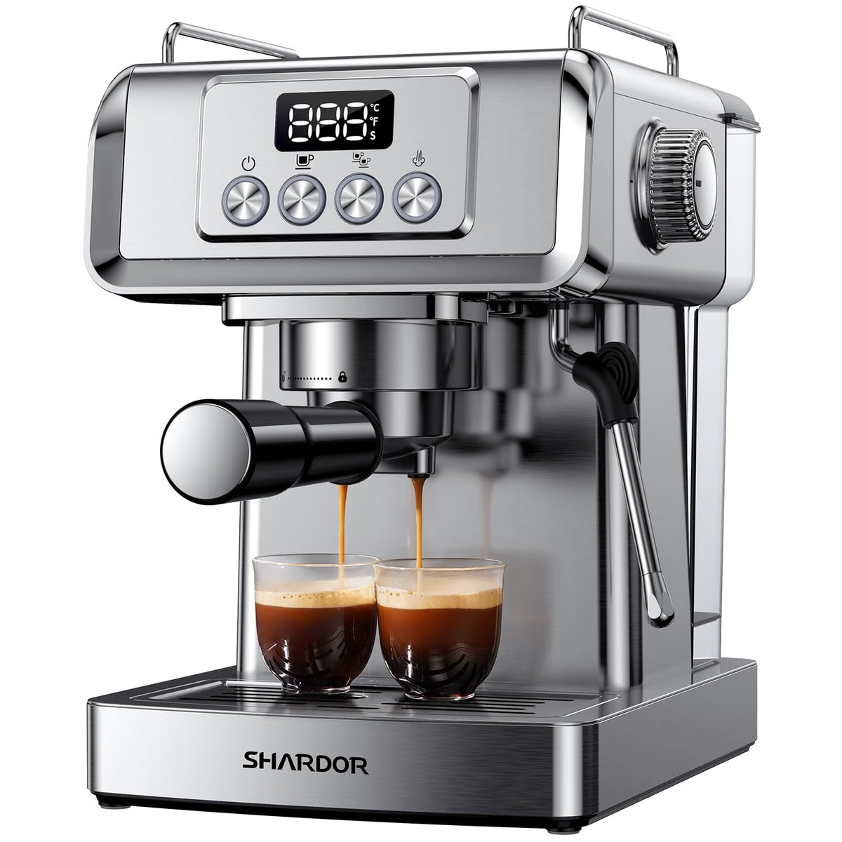 20 Bar Espresso Machine with LCD Display and Steam Wand