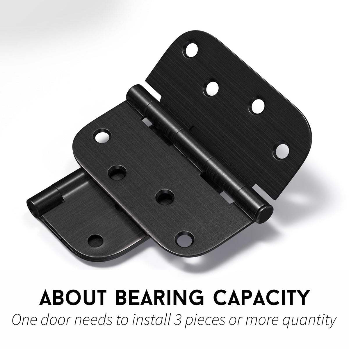 3 Pack 4 inch Oil Rubbed Bronze Door Hinges 5/8" Radius Corners