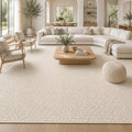 Handwoven Wool Area Rug - Hand Woven Natural Carpet Rugs- Bedroom Living Room Dining Room (Ivory- 10'x14')