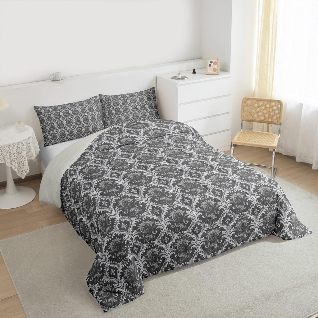 Gothic Damask Comforter Set Bedding Set 3 Pcs