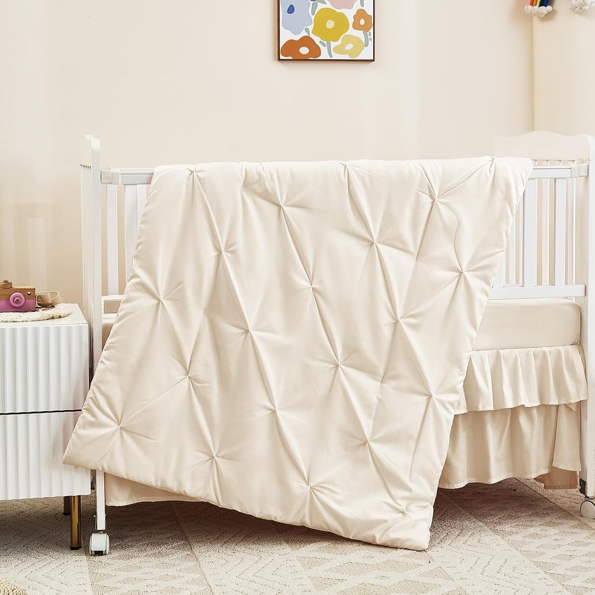 3-Piece Crib Bedding Set for Girls Boys - Ultra Soft & Skin Friendly Baby Bedding Crib Set Includes Crib Comforter