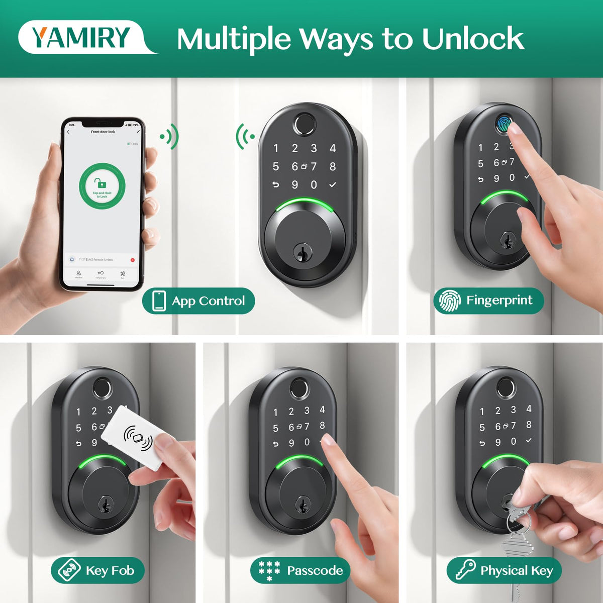 Smart Deadbolt Lock with Keypad, Fingerprint Keyless Entry Door Lock