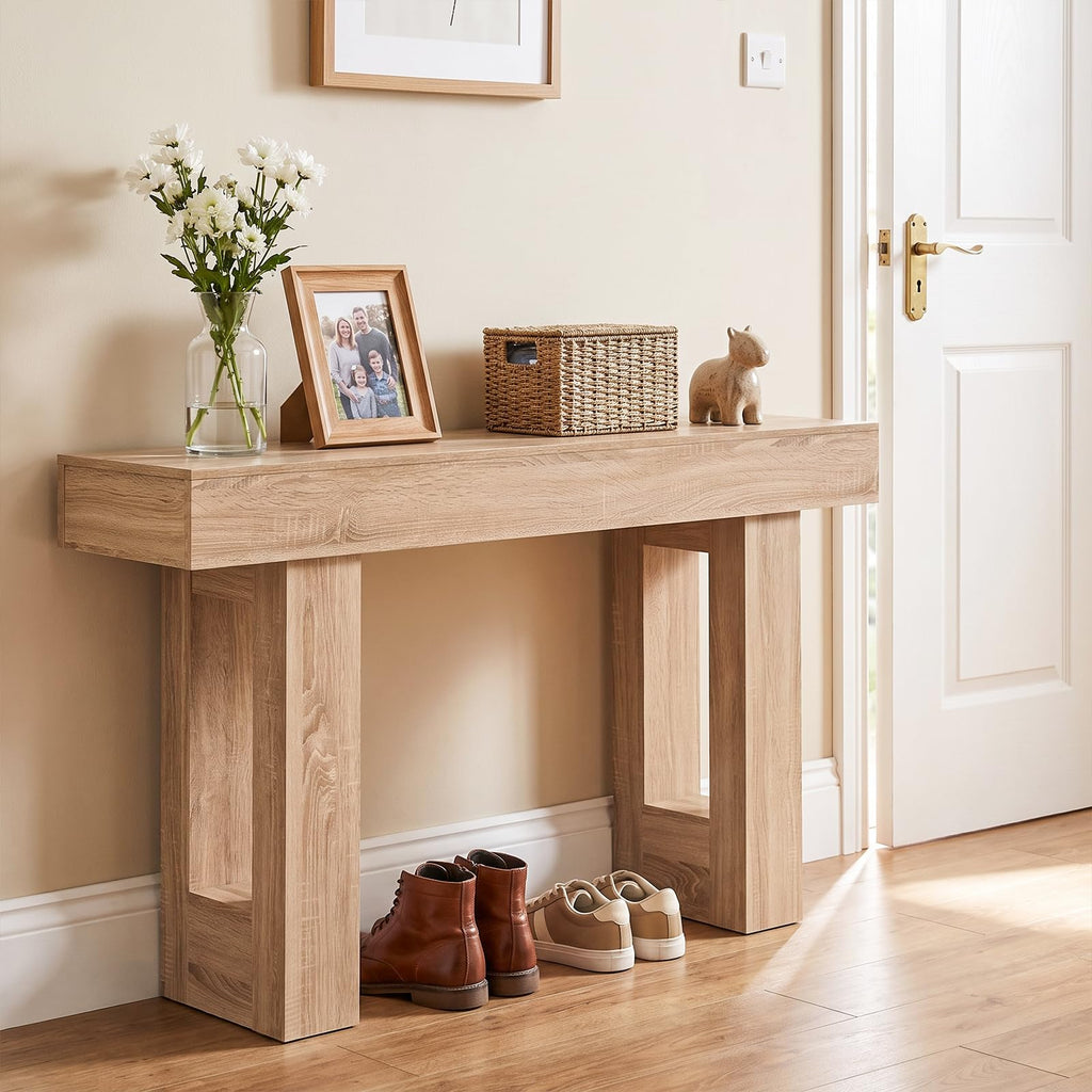 63" Long Console Table, Farmhouse Wooden Rectangular Sofa Table