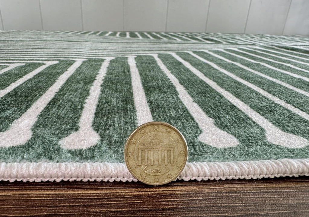 Washable Modern Runner Rug Kitchen, Green Geometric Rug