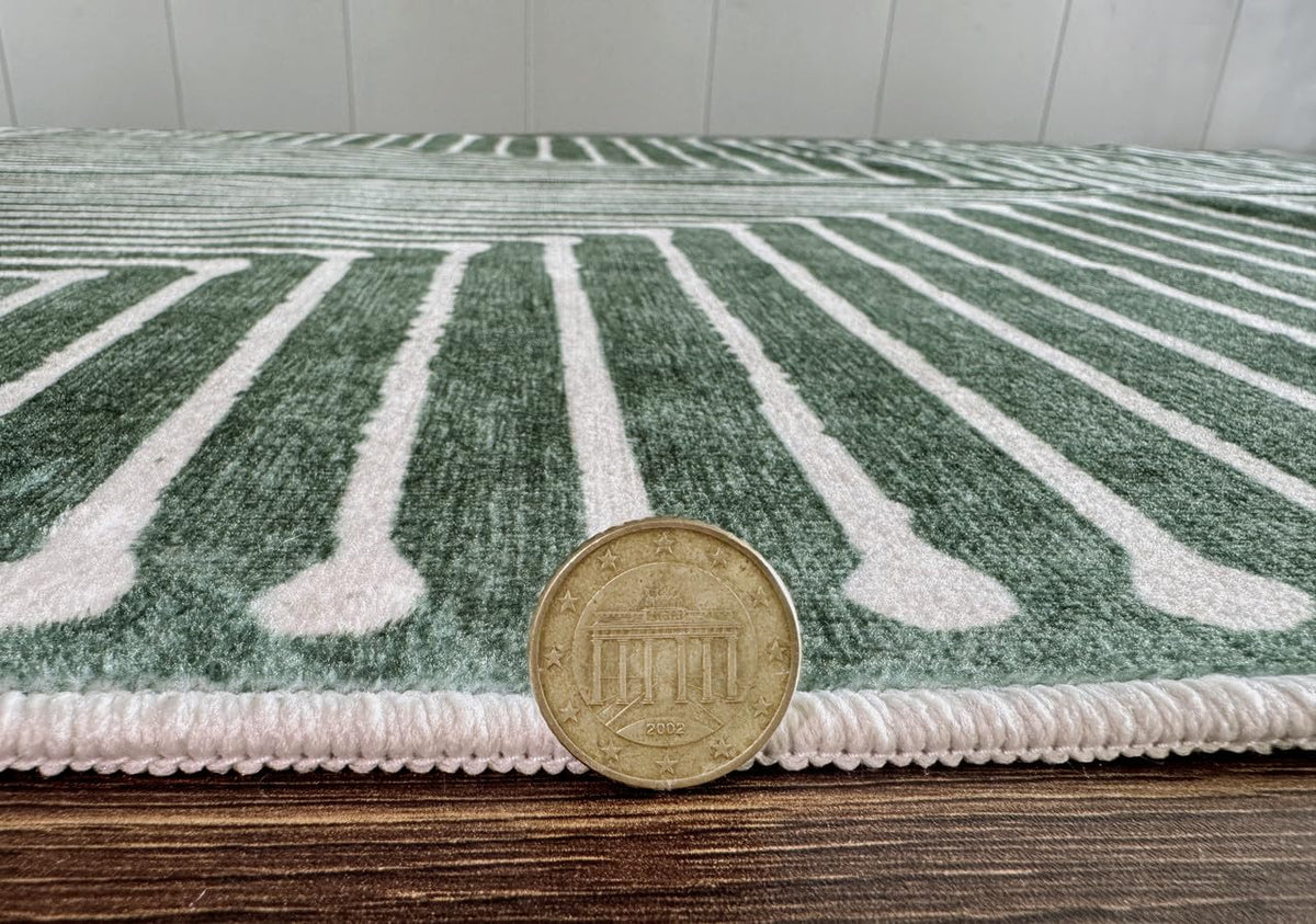 Washable Modern Runner Rug Kitchen, Green Geometric Rug