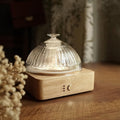 Glass Dome Essential Oil Diffuser with Glass Reservoir & Wood Base-No Plastic, 200ml Ultrasonic Diffuser for