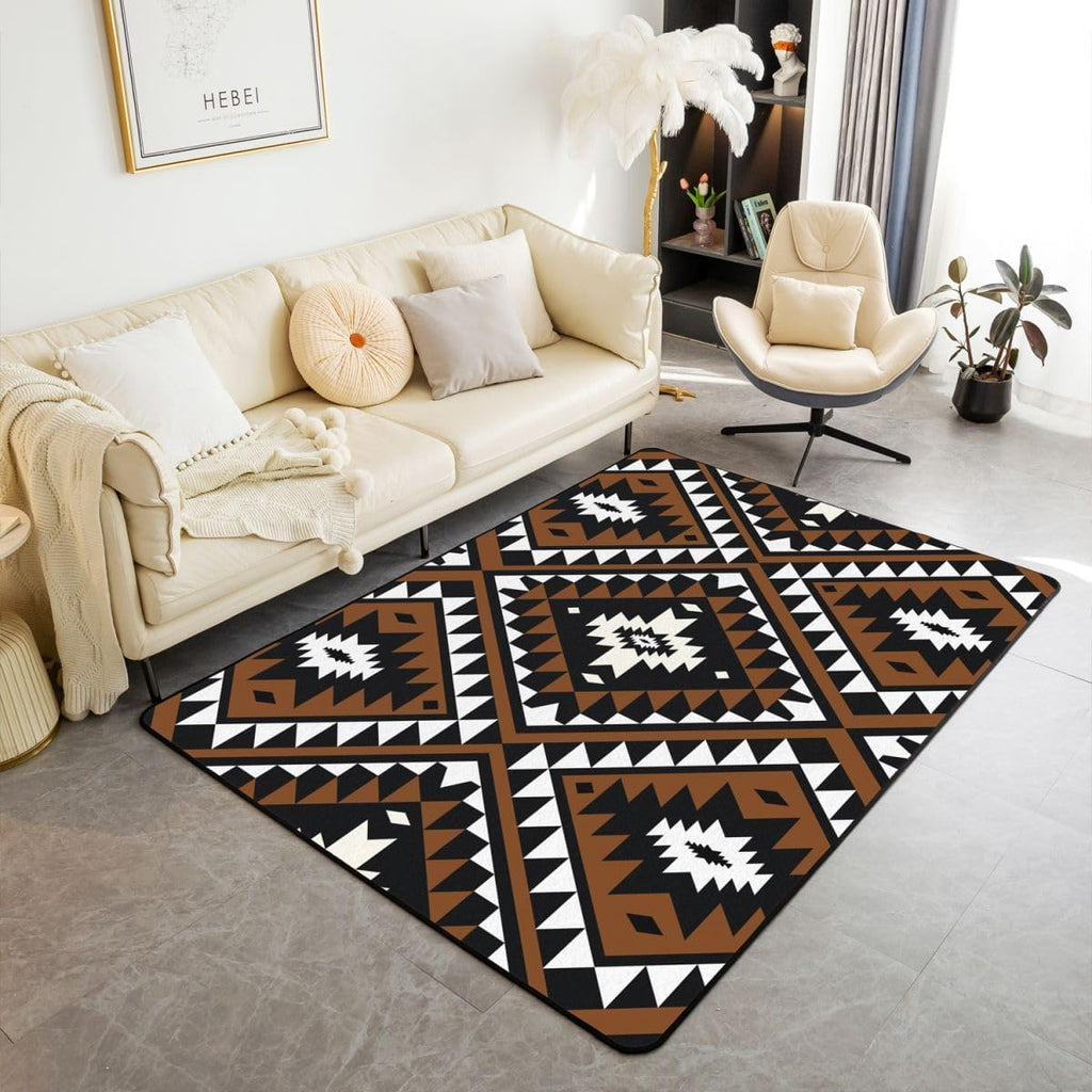 Rustic Western Living Room Rugs for Men, Southwestern Aztec Area Rug Non Shedding, Bohemian Carpet Non Slip
