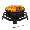 31 Inch Fire Pit, Octagonal Outdoor Fire Pit, 2 in 1 Wood Burning Fire Pits with Cooking Grill, Smokeless FirePit for