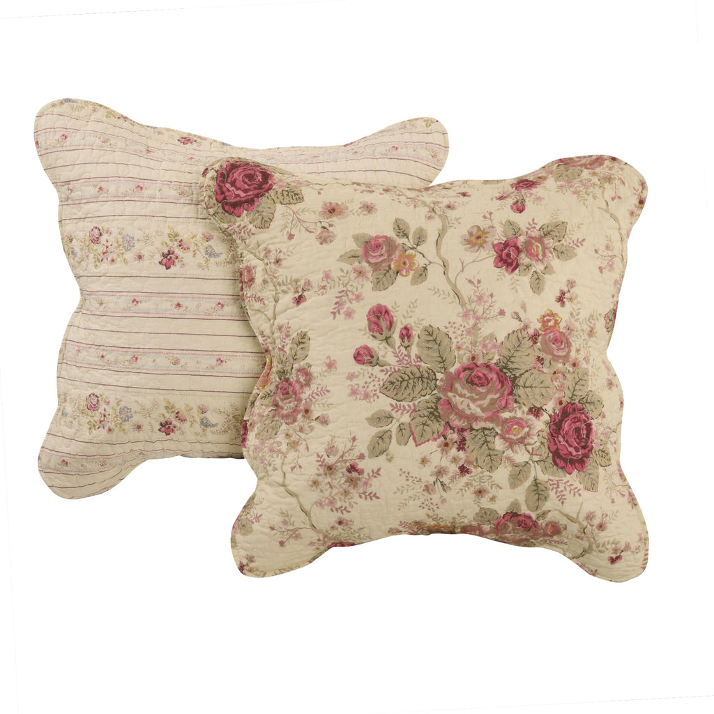Antique Rose 100% Cotton Heirloom-Quality Quilt Set, 5-Piece King/Cal King, Ecru