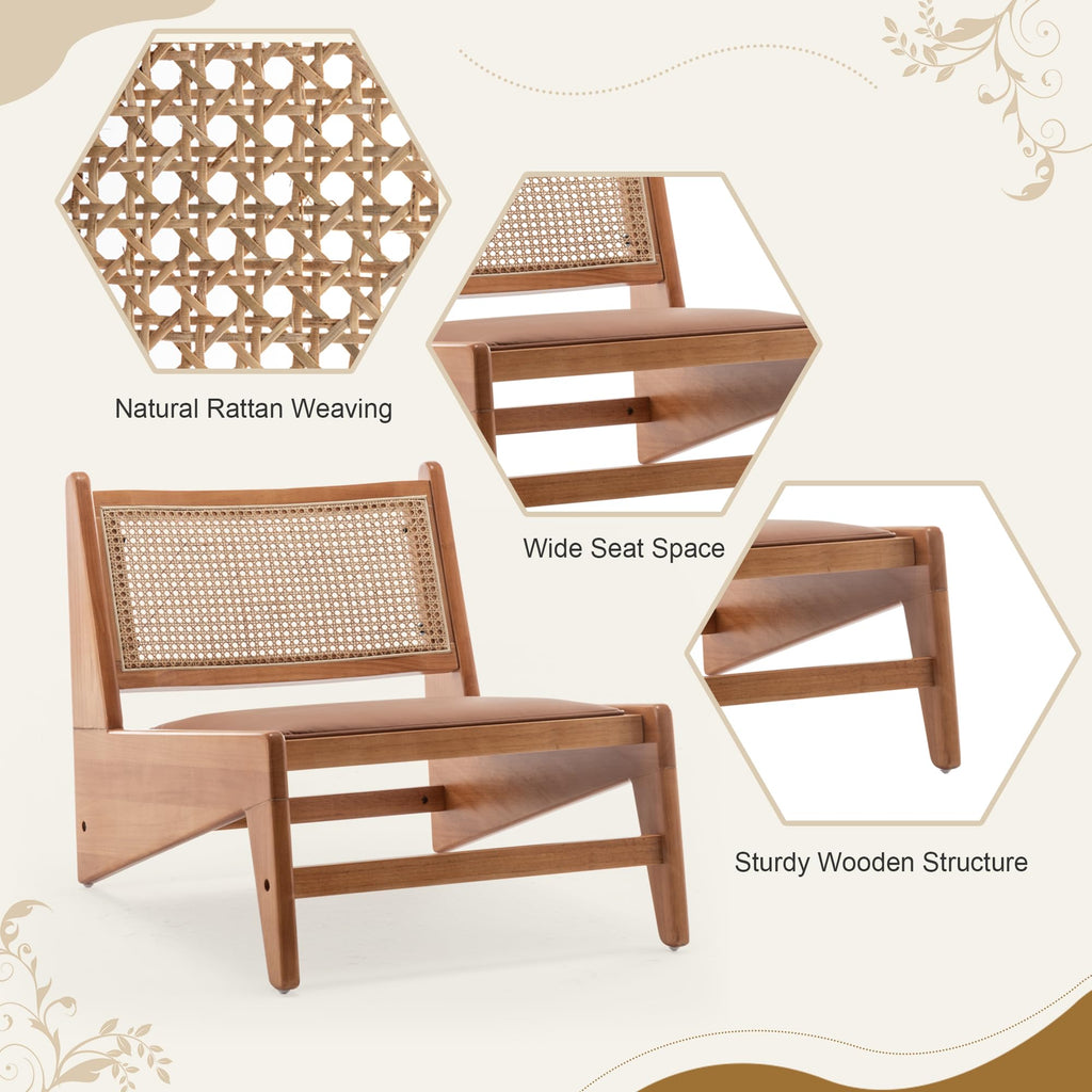 Rattan Chair Mid Century Modern Accent Chair for Reading Living Room Home Bedroom