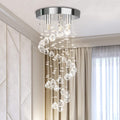 3-Light Spiral Raindrop Crystal Chandelier, Modern Fixture for Small Rooms