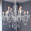 Vintage-Style Twelve-Light K9 Crystal Chandelier with Faceted Drops
