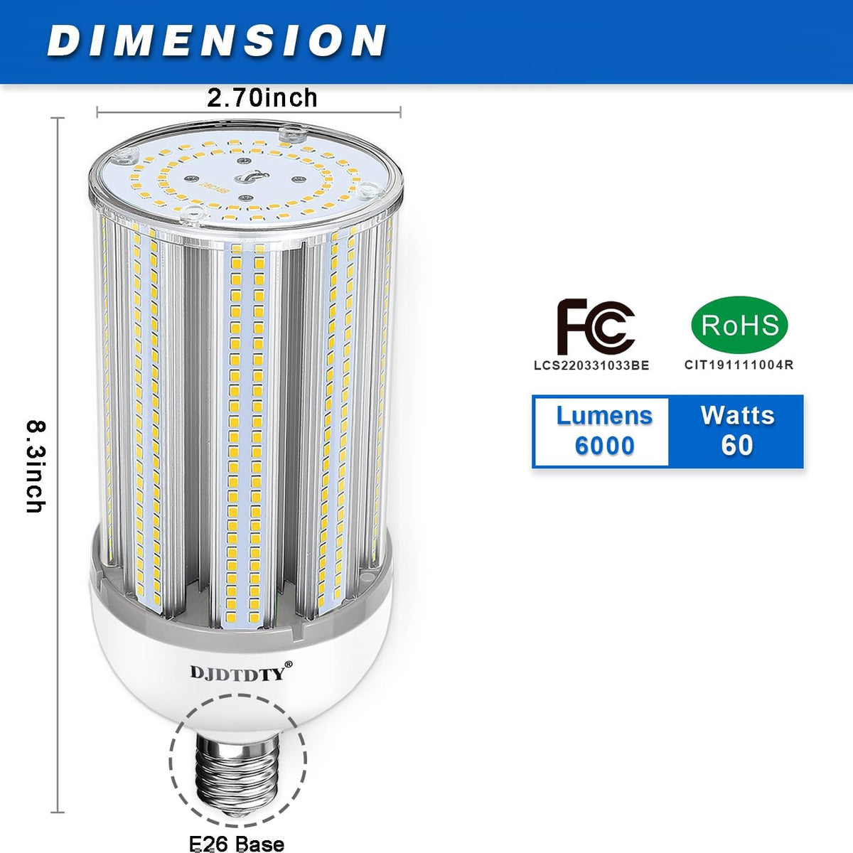 Is More economical,60W LED Light Bulb, E26 Base, 5000K 6000LM LED Bulb, Suitable for Garage Warehouse Workshop