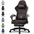 Gaming Chair with Footrest Fabric Office Chair with Pocket Spring Cushion and Linkage Armrests, High Back Ergonomic