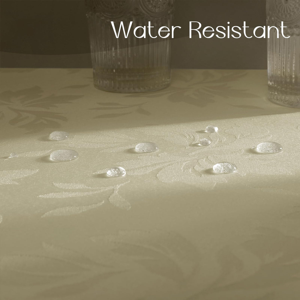 Jacquard Round Tablecloth 70 Inch, Beige