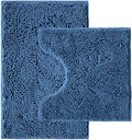 Bathroom Rugs Sets 2 Piece,Super Absorbent Chenille Bath Mats and U-Shaped Toilet Rug,Strong PVC Non Slip