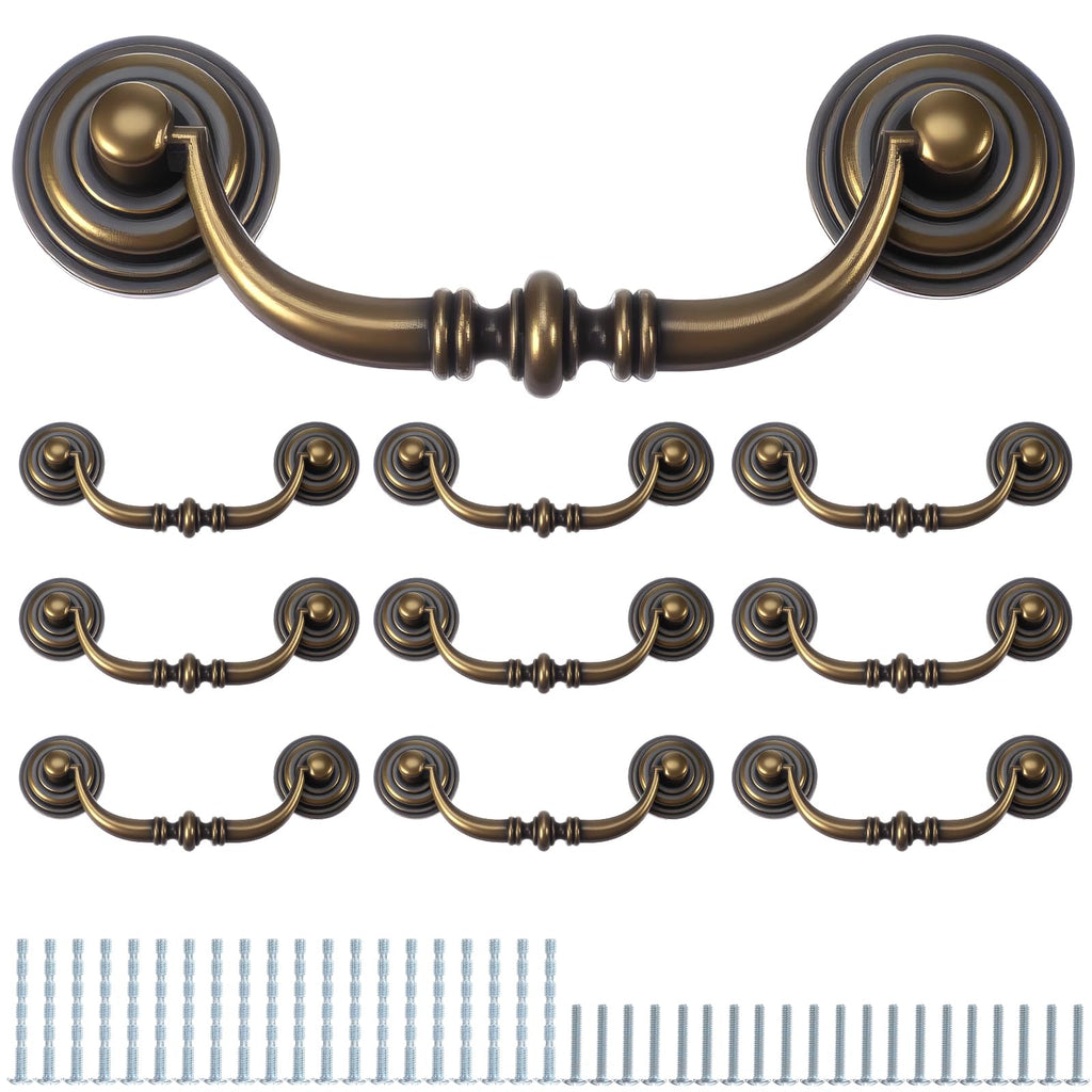 10 PCS Antique Drop Bail Drawer Pulls, 3.5 Inch Drawer Pulls