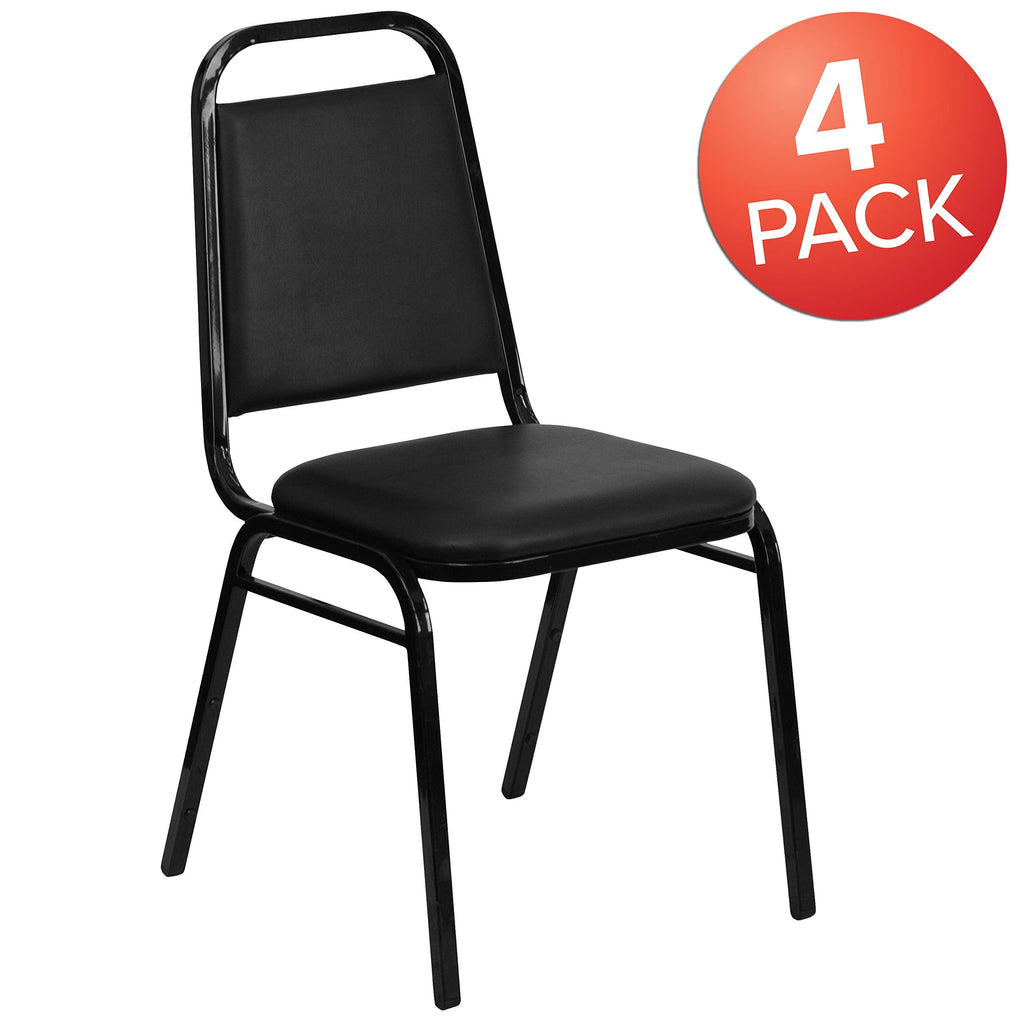 Hercules Vinyl Banquet Chair, Black, 4-Pack