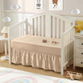 2-Piece Set Satin Crib Sheets & Crib Bed Skirt, Beige