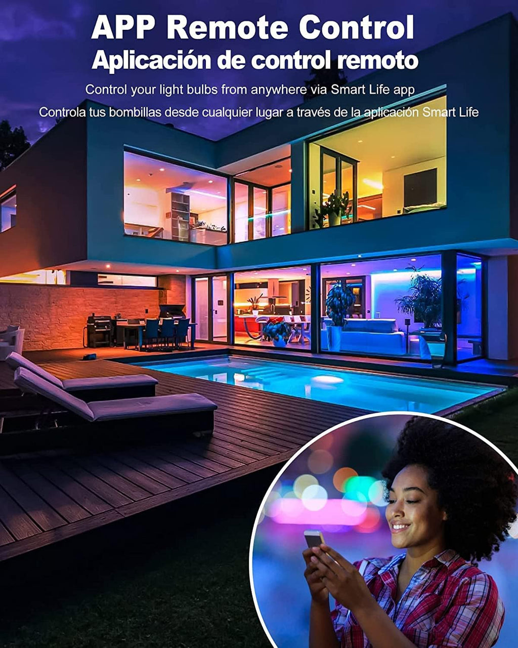Smart Light Bulbs, Color Changing LED Bulbs for Alexa and Google Assistant, 2.4GHz WiFi and Bluetooth with Music