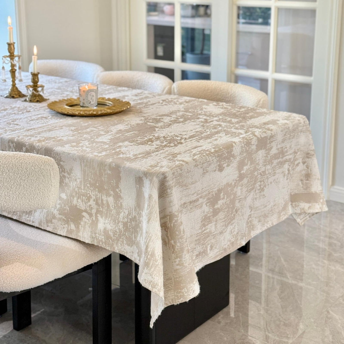 Rectangle Beige Tablecloth 60 x 84 Inch