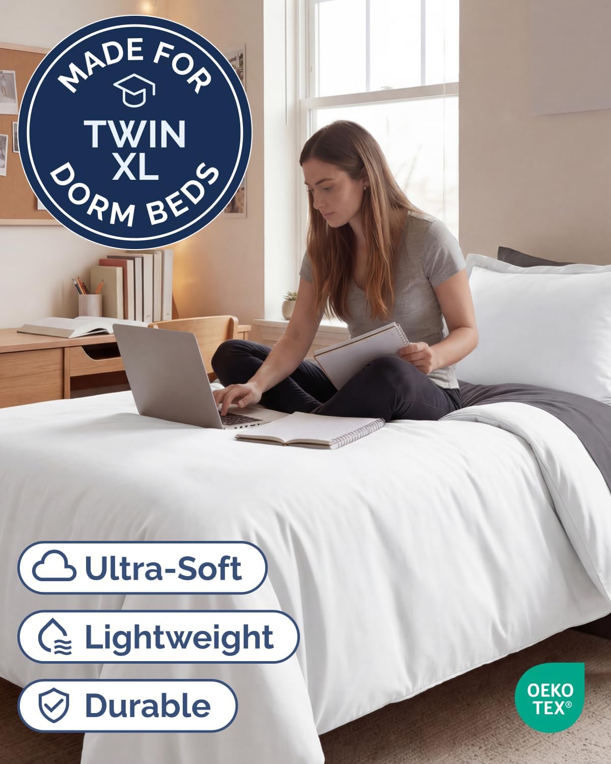 Duvet Cover Full - Extra Soft 3 Piece with Zipper Closure - White