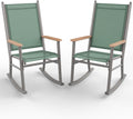 2 Pcs Outdoor Rocking Chairs Set,Upgraded High Back Patio Rocking Chairs Set,Breathable Textilene Fabric Rocking