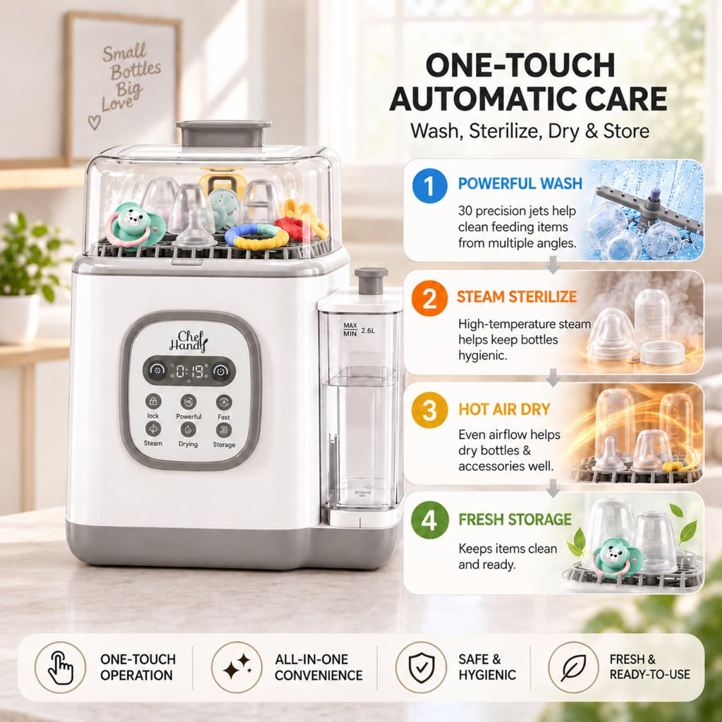 Baby Bottle Washer, All-in-One Washer and Sterilizer and Dryer