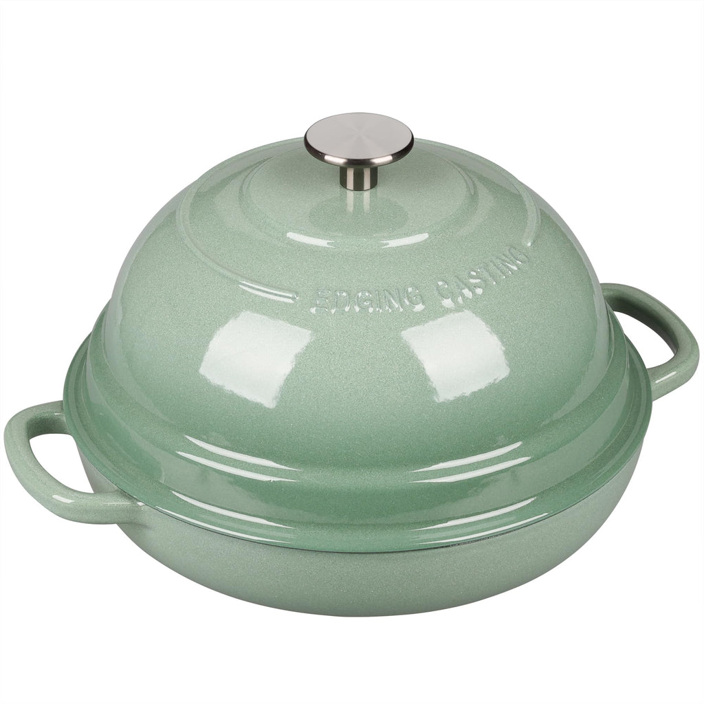 Enameled Cast Iron Dutch Oven Pot with Lid, Round Bread Oven made Sourdough Bread Baking, 6 Quart, Sage Green