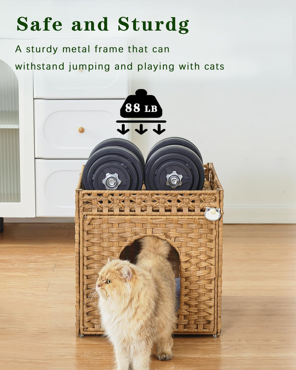 Cat Beds for Indoor Cats Extra Large Double Cat Cave, Natural