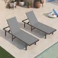 Outdoor Lounge Chairs Set of 2, Aluminum Pool Lounge Chairs with Wheels and 5-Position Recliner -Easy to Move- Patio