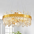 10-Light Round Modern Crystal Hanging Chandelier for Dining and Living Rooms