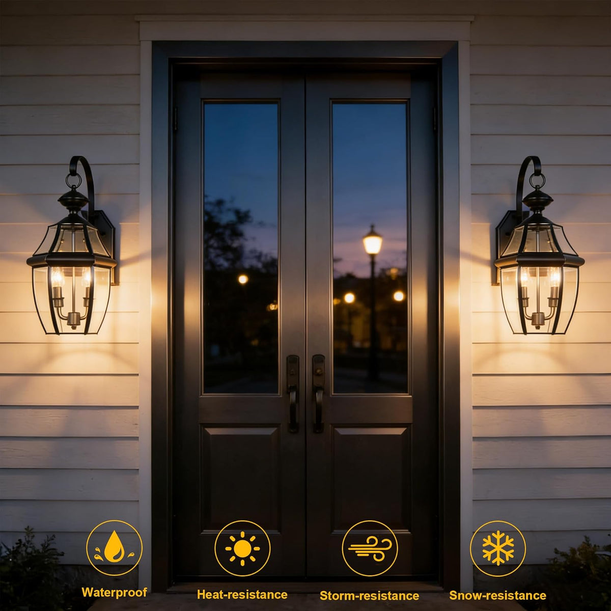 20 Inch Large Outdoor Wall Lantern, 2-Light with Clear Beveled Glass - Matte Black