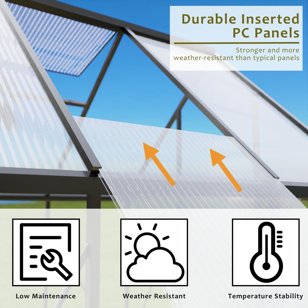 Greenhouses for Outdoors, 8x6 FT Heavy Duty Polycarbonate Greenhouse Panels, Outside Mini Garden House Kit for