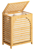 Hamper with Lid, 27.3 Gallon (103L) Bamboo Wood Clothes Laundry Basket with Lid and Handles, Removable Liner