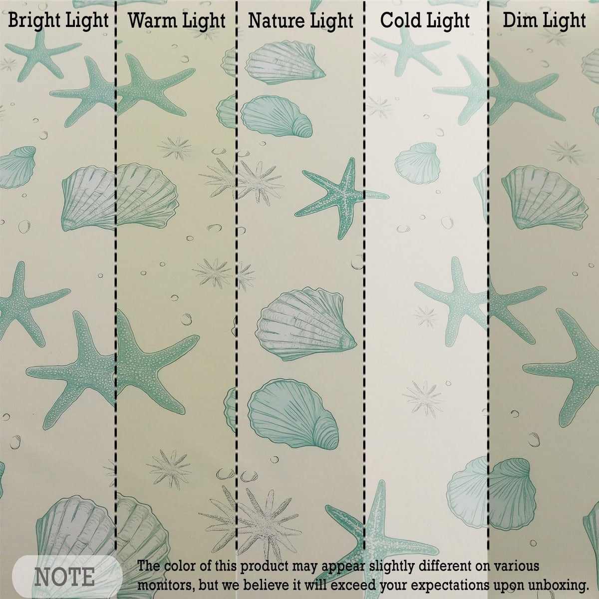 Premium 100% Cotton Coastal Duvet Cover Set - Soft Breathable Beach Bedding, Seafoam Green Starfish & Seashell