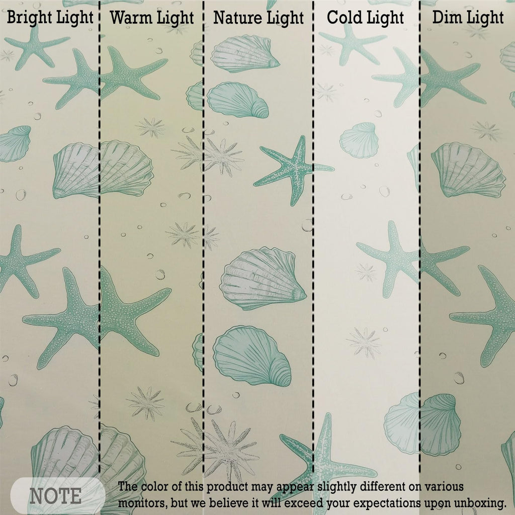 Premium 100% Cotton Coastal Duvet Cover Set - Soft Breathable Beach Bedding, Seafoam Green Starfish & Seashell