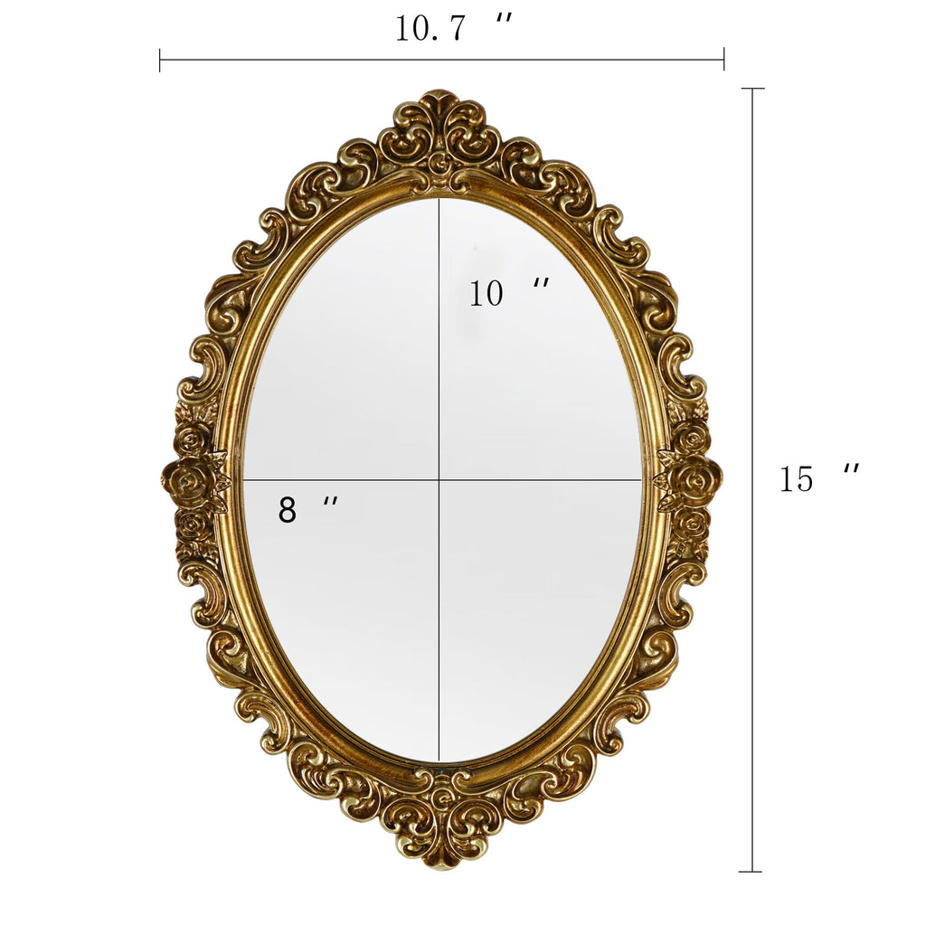 Small Oval Wall Mirror Resin Frame Size:15 x 10.7 inch