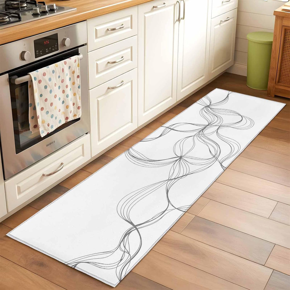 Area Rug Abstract Minimalist Line on White Soft Non-Slip Washable Felt Carpet Pad, Modern Art Area Rugs Bedroom