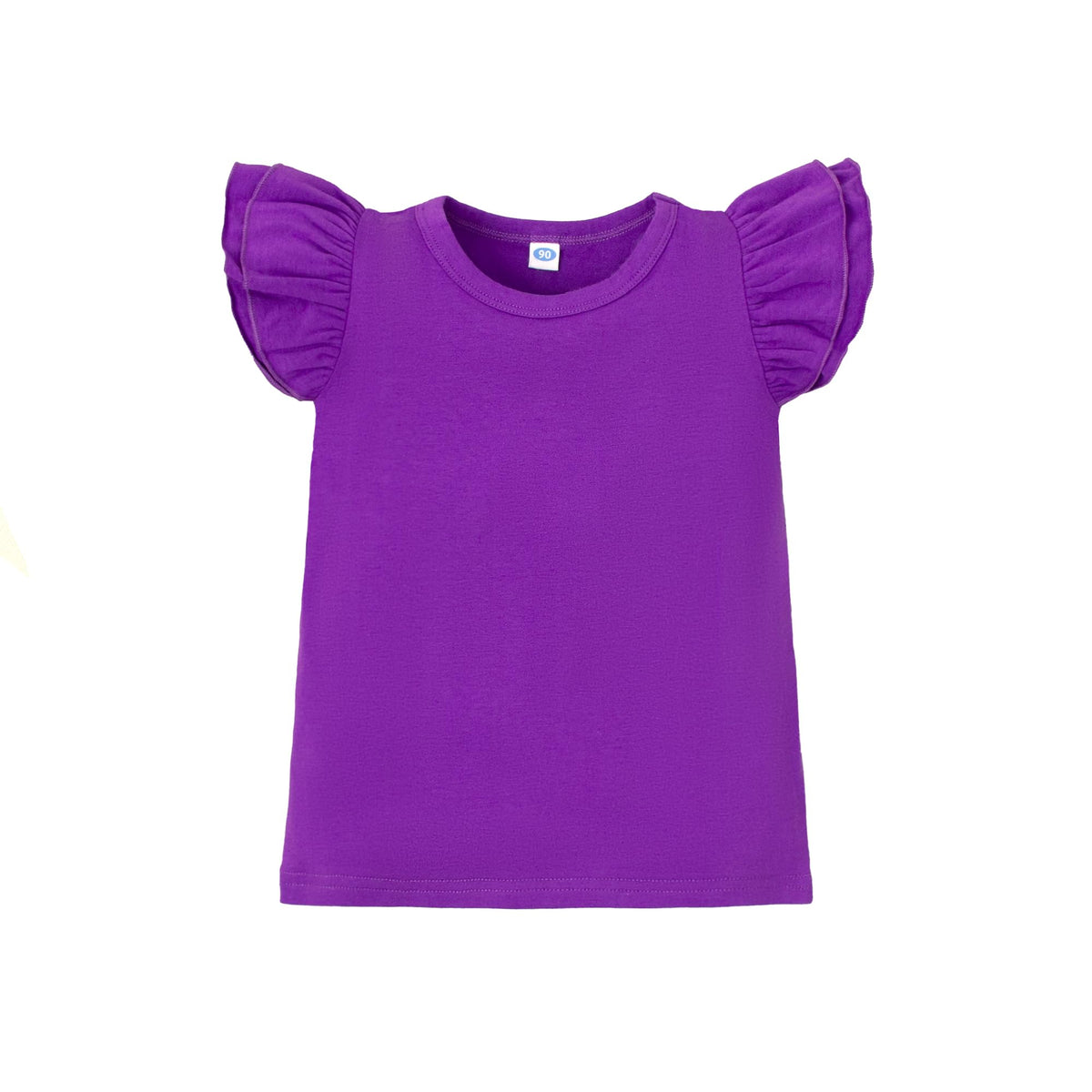 Toddler Baby Little Girls Solid Color Plain baisic Blouse Ruffle Short Sleeve T-Shirt Kids Cotton Top Undershirt